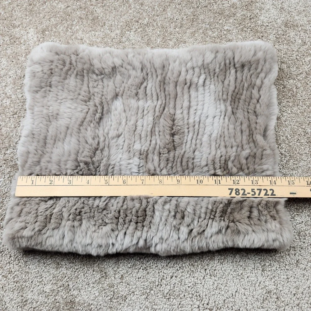 Linda Richards New York 100% Rex Rabbit Fur Infinity Scarf Taupe Beige Snood NEW